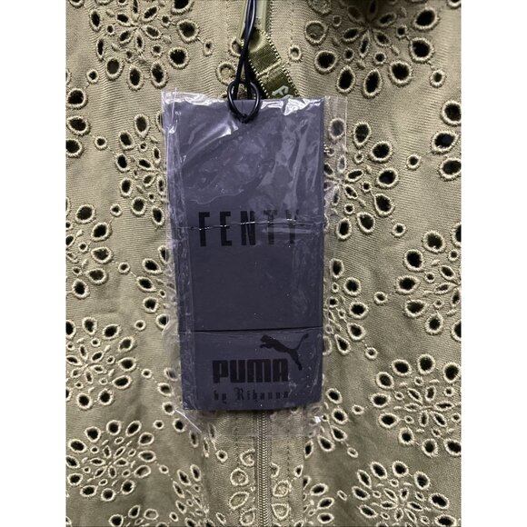 PUMA FENTY Zip Up Embroidered Eyelet Edge Jacket Olive Green Oversized Size M - Picture 5 of 10